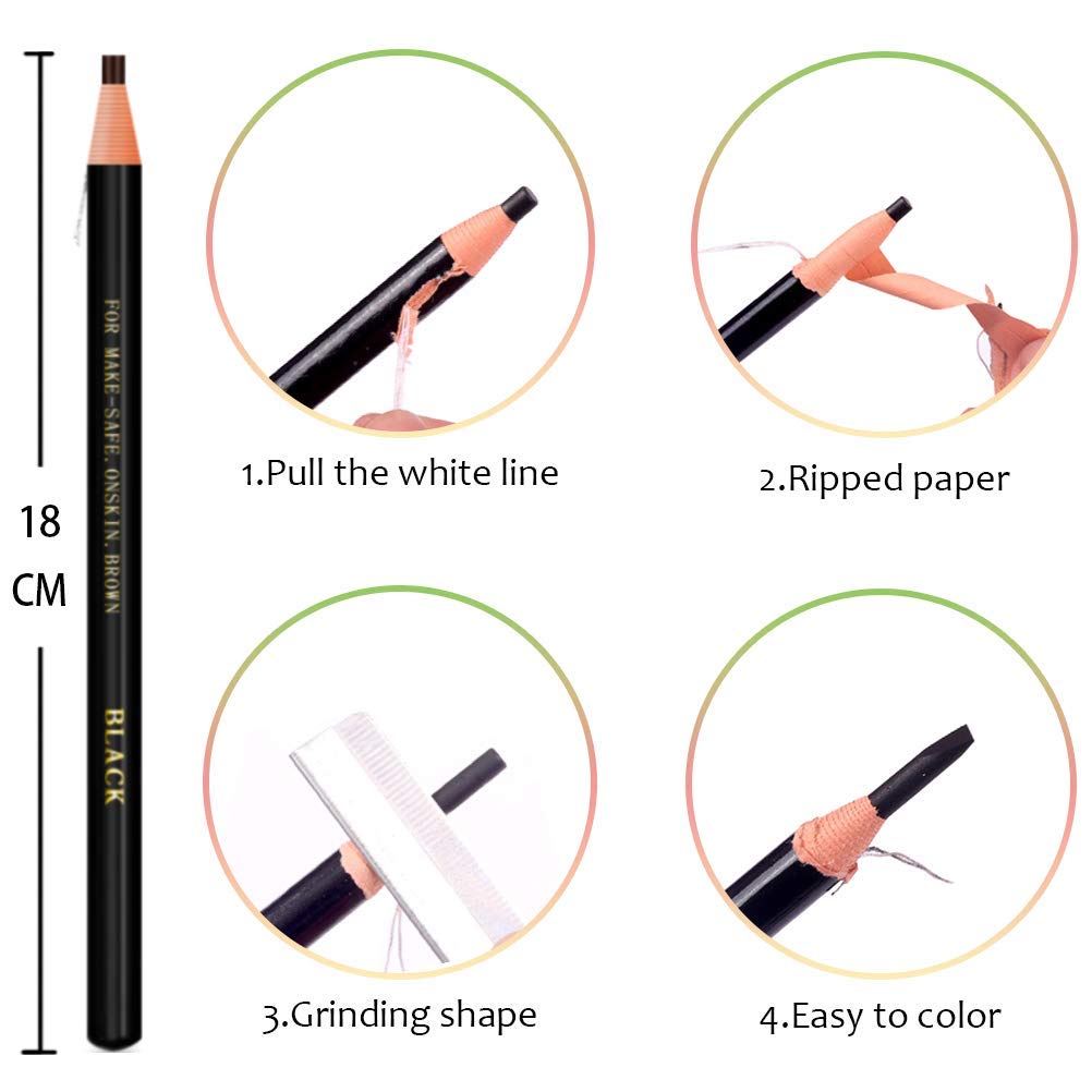 KAIQIKAIXI Waterproof Eyebrow Pencils Brow Pencil Set For Marking, Filling And Outlining, Tattoo Makeup And Microblading Supplies Kit-Permanent Eye Brow Liners In (Gray)
