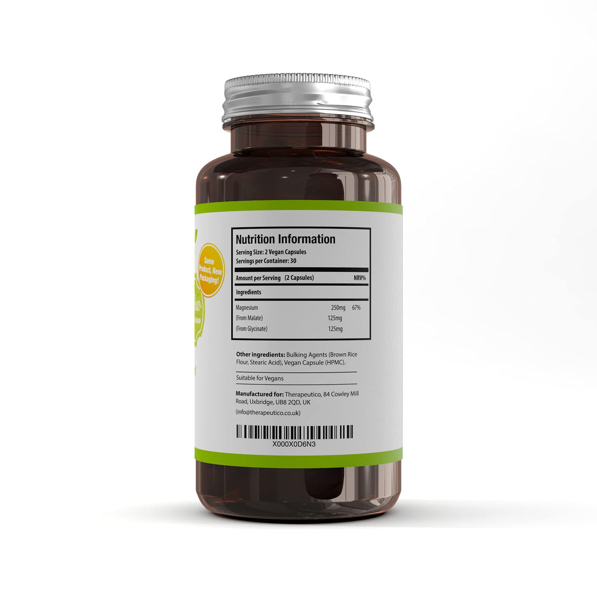 Therapeutico Magnesium Glycinate & Magnesium Malate Blend | High Strength | 250mg | 60 Veg Capsules | Premium Quality | Made in UK | Vegan | Magnesium Duo