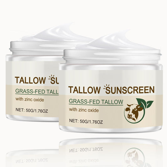 Trendyfave Beef Tallow Sunscreen SPF 50 Deeply Nourishing Organic Grass Fed Beef Tallow Skin Care Tallow Balm Beef Tallow Cream Face Cream For Dry Skin, Nourishing MoisturizerNatural, Skin Barrier (2 Pcs)
