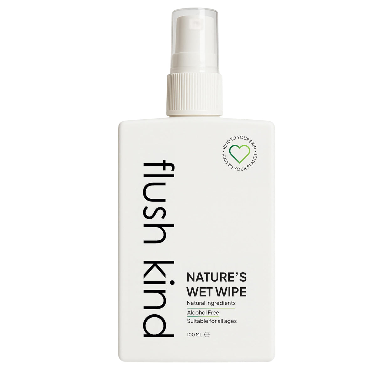 FLUSH KIND KIND TO YOUR SKIN, KIND TO YOUR PLANET Flush Kind® Toilet Wipe Gel Lotion, Eco-Friendly, Flushable Toilet Wipe Alternative, Moist Wipe, Cleansing, Vegan, Cruelty Free 100ml