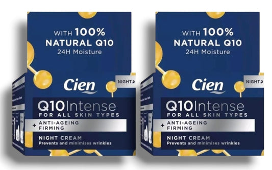 2x Cien - Lidl | Q10 Intense - Night Cream | Anti Ageing Firming | Prevents & Minimises Wrinkles | 50mL Each