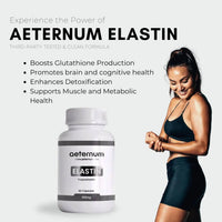 aeternum Marine Elastin 500mg 60 Capsules – Pure Anti-Aging Skin Firming & Collagen Support, Third-Party Tested