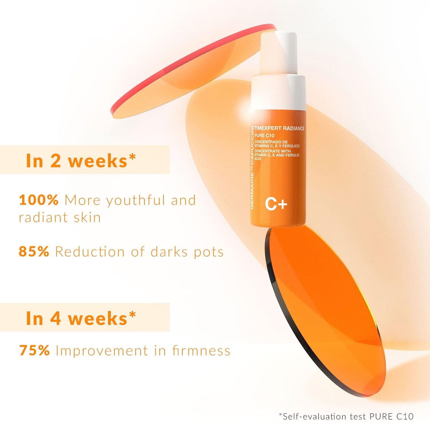 Germaine De Capuccini - Timexpert Radiance C+ | Serum Concentrate Vitamins C, E and Ferulic - Light Serum for Stretched and Disabled Skin - 3 X 10 Ml| Brighten Skin While Filling In Those Fine Lines