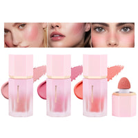 LOPHE 3 Pcs Liquid Blush for Cheeks, Soft Cream Liquid Blush Stick With Fine Glitter, Natural-Looking Face Cheek Tint Blush Makeup, Long Lasting Blendable Lightweight Moisturizing Beauty Makeup