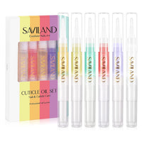 Saviland 6Pcs Cuticle Oil Pen, Cuticle Oil for Nail Care, Fruity Natural Ingredient Nail Oil Pen for Preventing Cracking and Drying of Nails, Manicure Pedicure for Woman