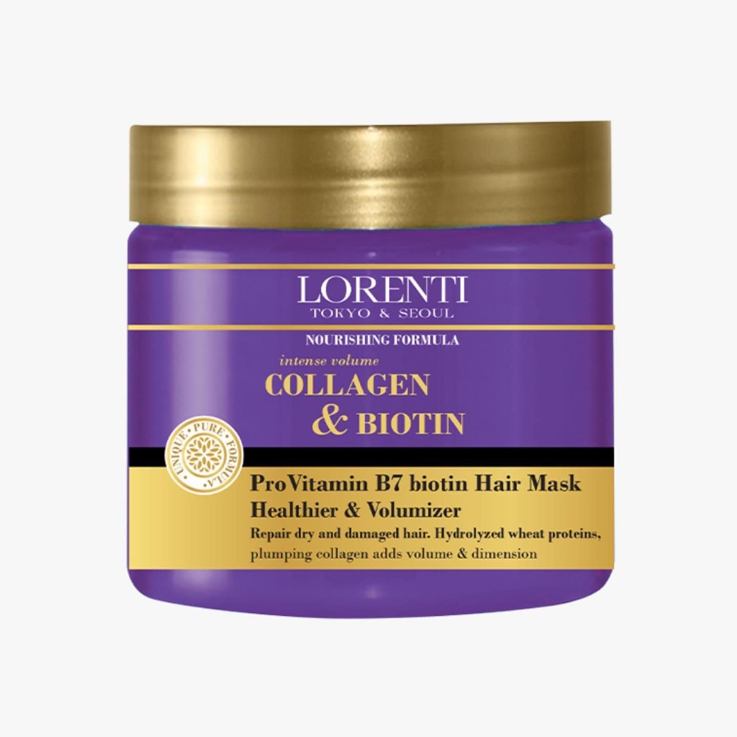 Lorenti Deep Conditioning Hair Mask 500 ml | For Dry, Damaged, Dense & Frizzed Hair | Contains Vitamin B7 & Proteins to Balance & Moisturize Hair | 16.9 Fl Oz (Collagen & Biotin)