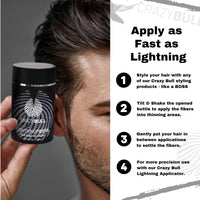 CrazyBull Hair Building Fibre - Long-Lasting, Easy Apply Hair Fibre Concealer for Thinning Hair & Bald Spots - Vegan & Cruelty-Free Hair Thickening Fibre for Men & Women - Crazy Bull, 22g, Blonde