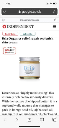 Bria Eczema Cream for dry, sensitive skin prone to eczema and psoriasis. Suitable for baby, children and adults. Fragrance free, natural and organic itch relief