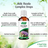 A.Vogel Milk Thistle Complex Drops 100 ml | Liquid Herbal Supplement with Milk Thistle + Artichoke, Dandelion, Peppermint & Boldo | Convenient Dropper for Daily Use