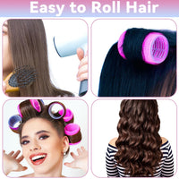JOLCEEY 50pcs Hair Rollers with Clips, Jumbo Large Medium Small Rollers for Hair Volume Big Hair Curlers Rollers for Long Medium Short Hair DIY Hairdressing (Purple, Rose red)
