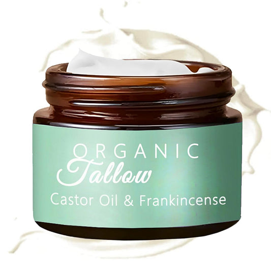 Grass-Fed Beef Tallow Skin Care, Tallow Face Cream with Frankincense, Castor Oil, 100% Natural Beef Tallow Moisturiser for Face & Body, Deep Hydration, Anti-Aging & Skin Barrier Repair, Vegan UK
