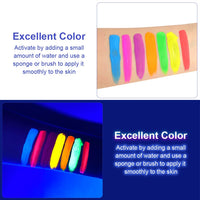 LOPHE Glow Neon Face Paint, 30g Water Soluble Face Body Makeup Pigment for Adults Kids Children, Water Based Neon Fluorescent Face Paint, Face Body Painting for Halloween Party Carnival