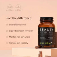 KIKI HEALTH KIKI Health - Beauty Capsules with Plant-Based Ceramides - High in Vitamin C, Vitamin E, Biotin and Zinc - for Maintenance of Normal Hair and Skin - 60 Vegetarian Capsules
