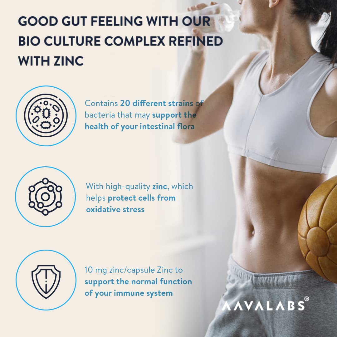 Bio Cultures Complex [ 25-50 Billion CFU ] by AAVALABS - 20 Bacterial Cultures Per Serving - Including Lactobacillus Reuteri, Lactobacillus Gasseri, Lactobacillus Acidophilus - with Zinc and Inulin