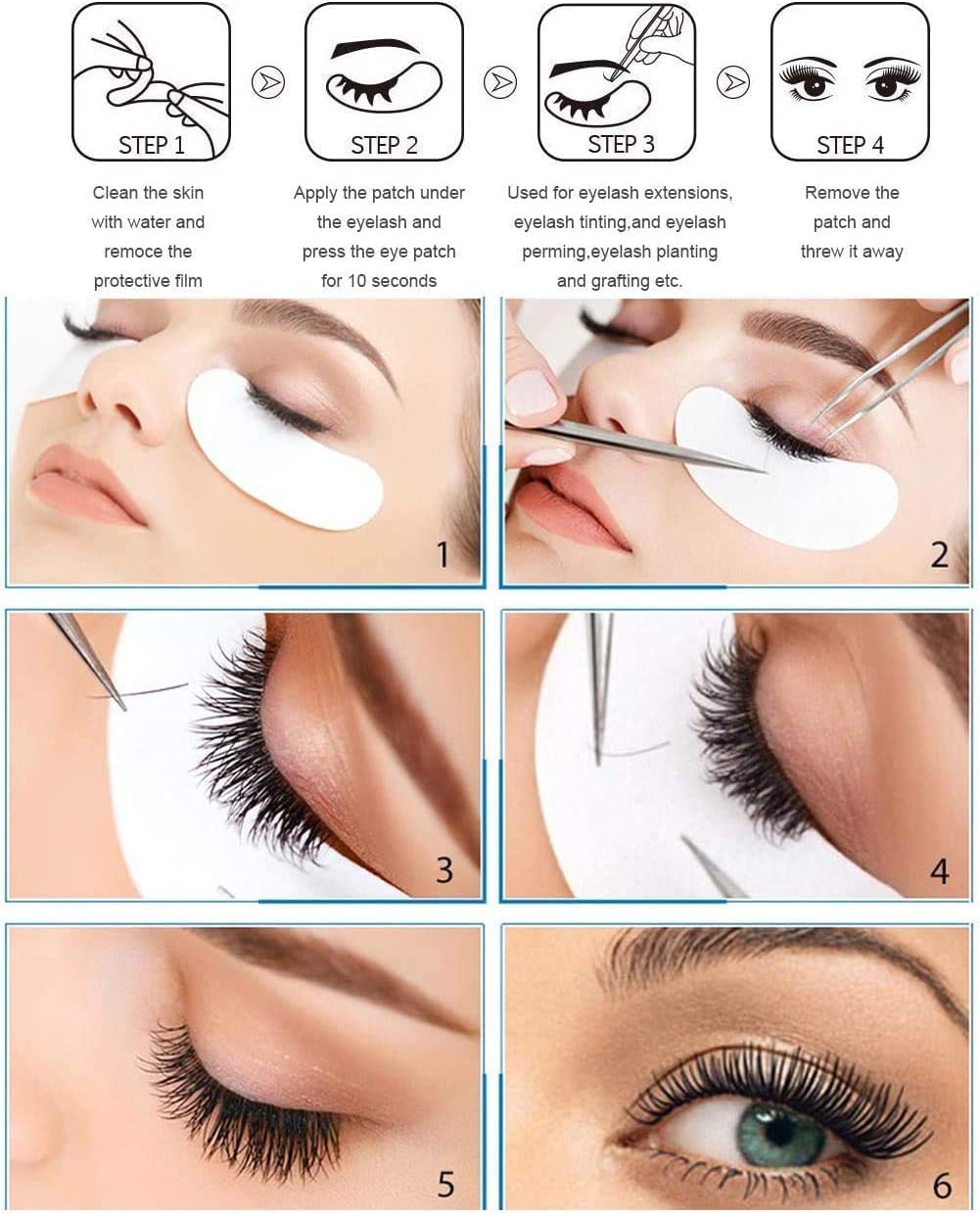 Chargenyang 50 Pair Under Eye Gel Pads Eyelash Extension Pads Lint Free DIY False Eyelash Lash Extension Eye Gel Patches Pack (50 Pair)