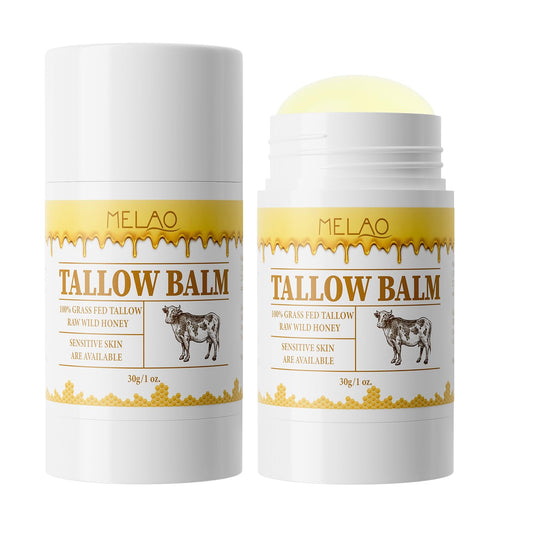 HOPHAT Beef Tallow Balm Stick –Beef Tallow for Skin, Grass Fed Tallow & Honey Balm Stick, Moisturizing Skin Care Cream for Dry Skin