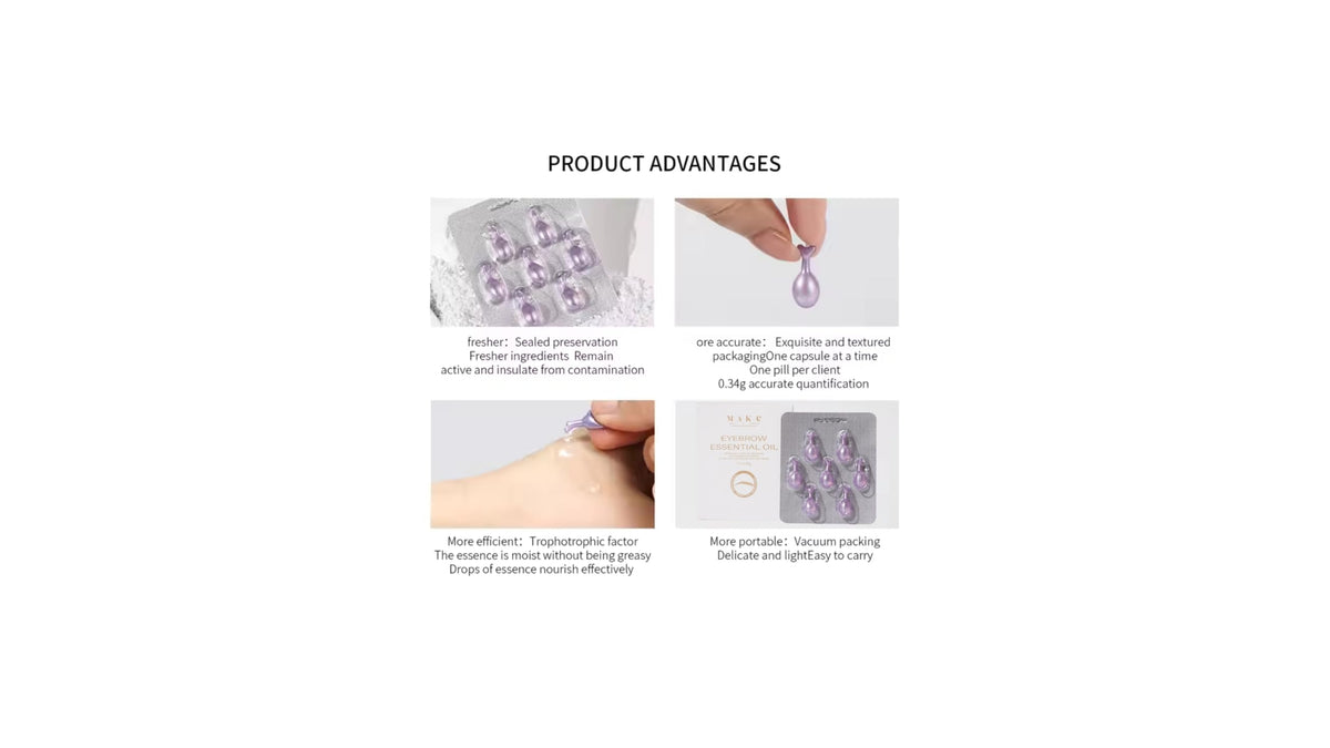 Eyebrow Growth Essential Oil Capsules by M - A - K - C. Fully Nourishing Eyebrows Oil Capsules for Eyebrow extension - 7 Capsule for a fully Extended Eyebrow with Natural Gowth Look.