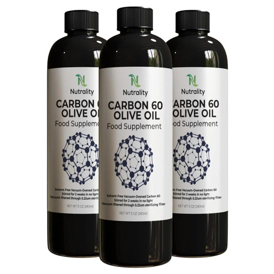 Nutrality Carbon 60 Olive Oil Food Supplement | 99.9% Solvent-Free Pure Formula | For Men & Women | 140ml | 3 Pack Bundle