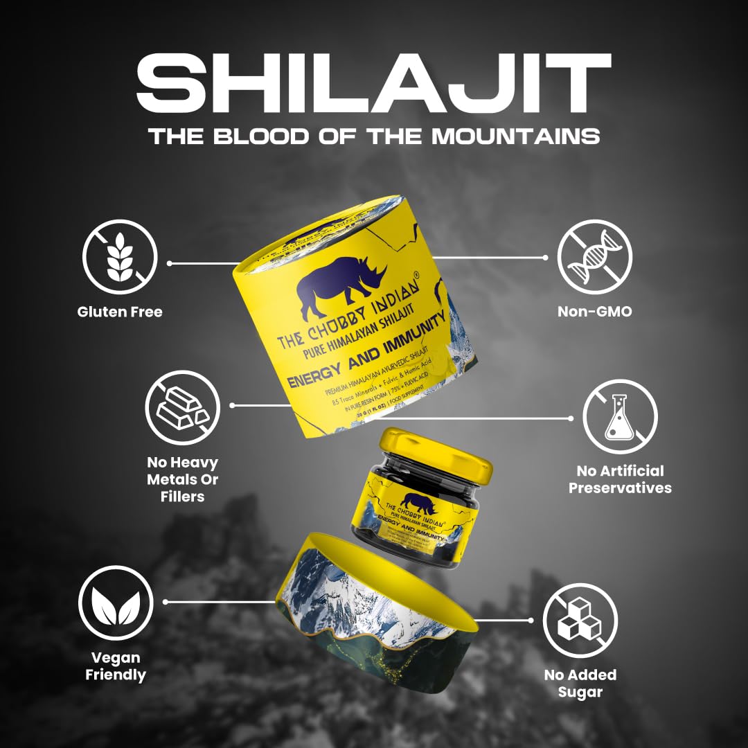 The Chubby Indian® Pure Shilajit Resin 30g - Gold Grade Himalayan Shilajit for Men & Women - Rich in Fulvic & Humic Acid, 85+ Trace Minerals - Supports Natural Energy, Immunity & Metabolism, Vegan