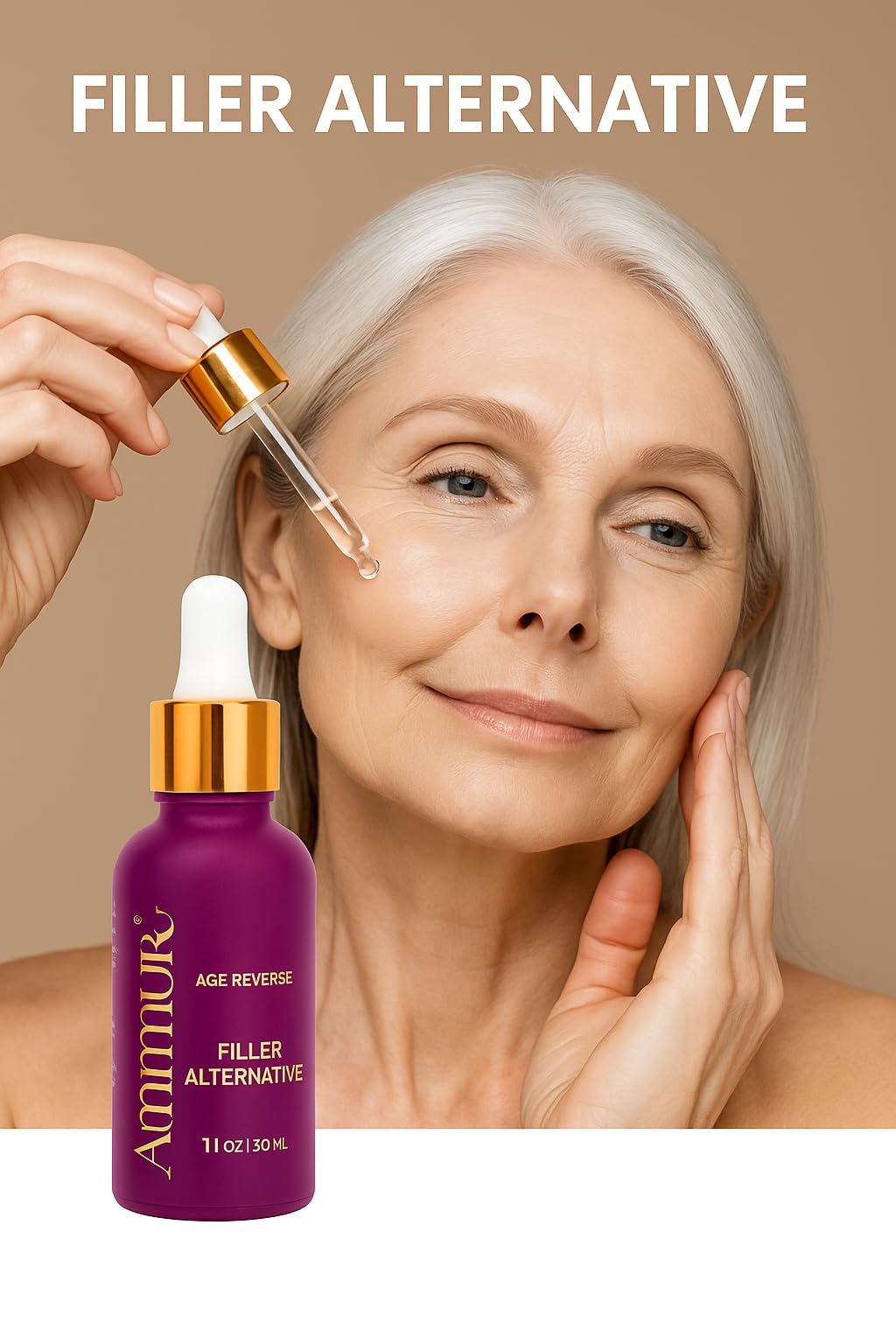 Ammuri Age Reverse Face Serum 30ml | Anti-Ageing Peptide Skincare with Matrixyl 3000, Hyaluronic Acid & Vitamin C | Visibly Plumps Fine Lines & Boosts Radiance | Made in UK