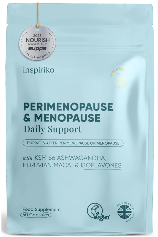 Inspiriko Perimenopause & Menopause Supplements - 18-in-1 Menopause Complex with Phytoestrogens, SOYA Isoflavones, Perimenopause Vitamins & Minerals for Hormone Balance for Women, 60 Vegan Capsules
