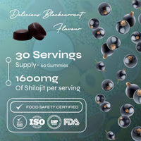 Known 1600mg Shilajit Gummies with Ashwagandha – Blackcurrant Flavour – Vegan Gummy Supplement – 50% Fulvic Acid with Vitamin B12 & Zinc – Energy & Metabolism – 1 Month Supply – for Men & Women