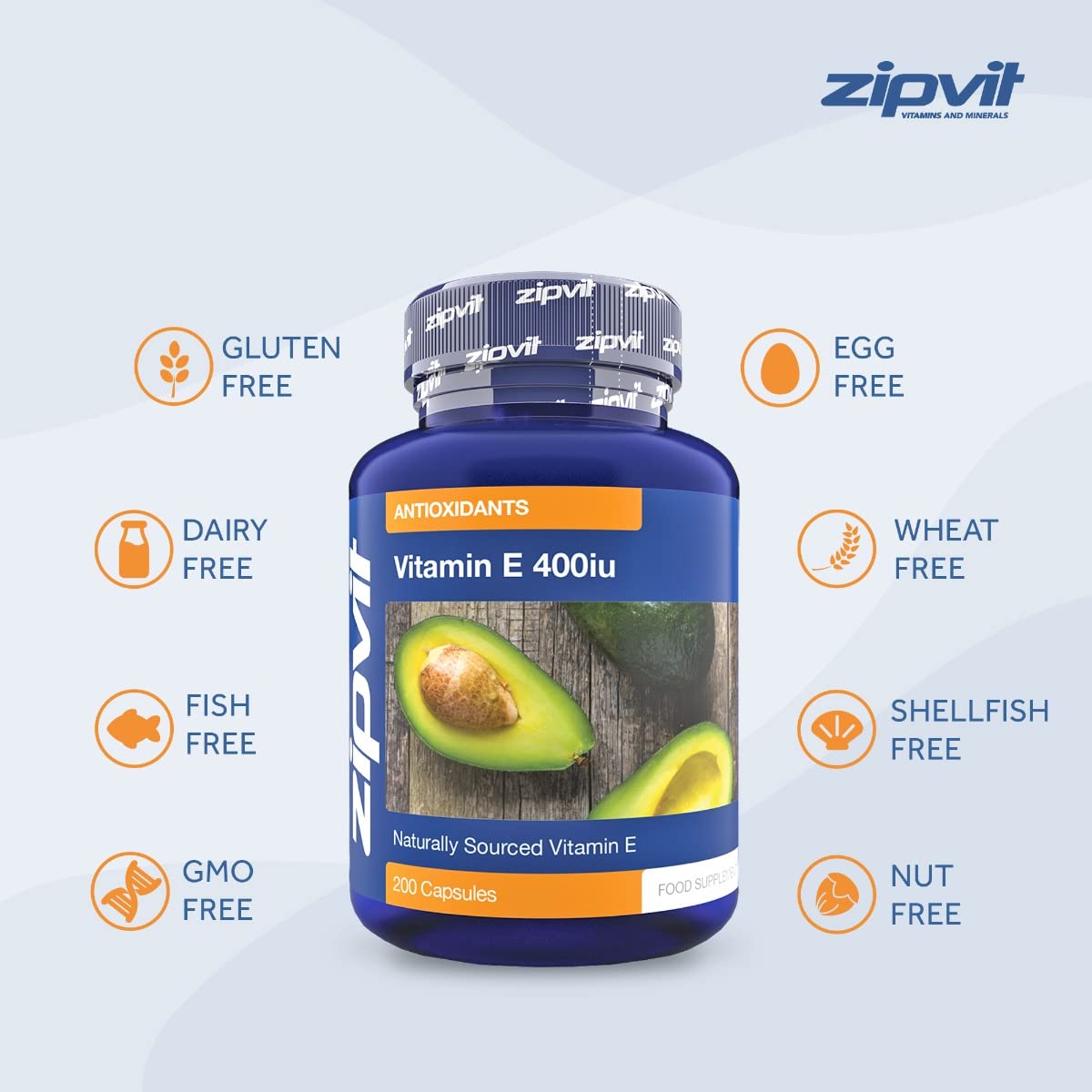Vitamin E 400iu Supplement, 200 Softgel Capsules, Powerful Antioxidant, Protects Cells from Oxidative Stress, Supports Immune System, Over 6 Month Supply