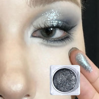 LYNTYAOU Silvery Gray Glitter Eyeshadow, Shimmer Cream Eye Shadow, Metallic Smoky Single Eye Shadow Cool Make-Up Palettes, Smooth Shiny Pearlescent Blendable Liquid Eyeshadow For Women Makeup (5g)