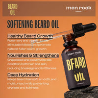 Men Rock Beard Kit with Beard Shampoo, Beard Balm & Beard Oil – Beard Grooming Kit for Men – Luxury Beard Growth Kit & Beard Care Kit for Men – Oak Moss Beard Moisturiser & Beard Softener Gift Set