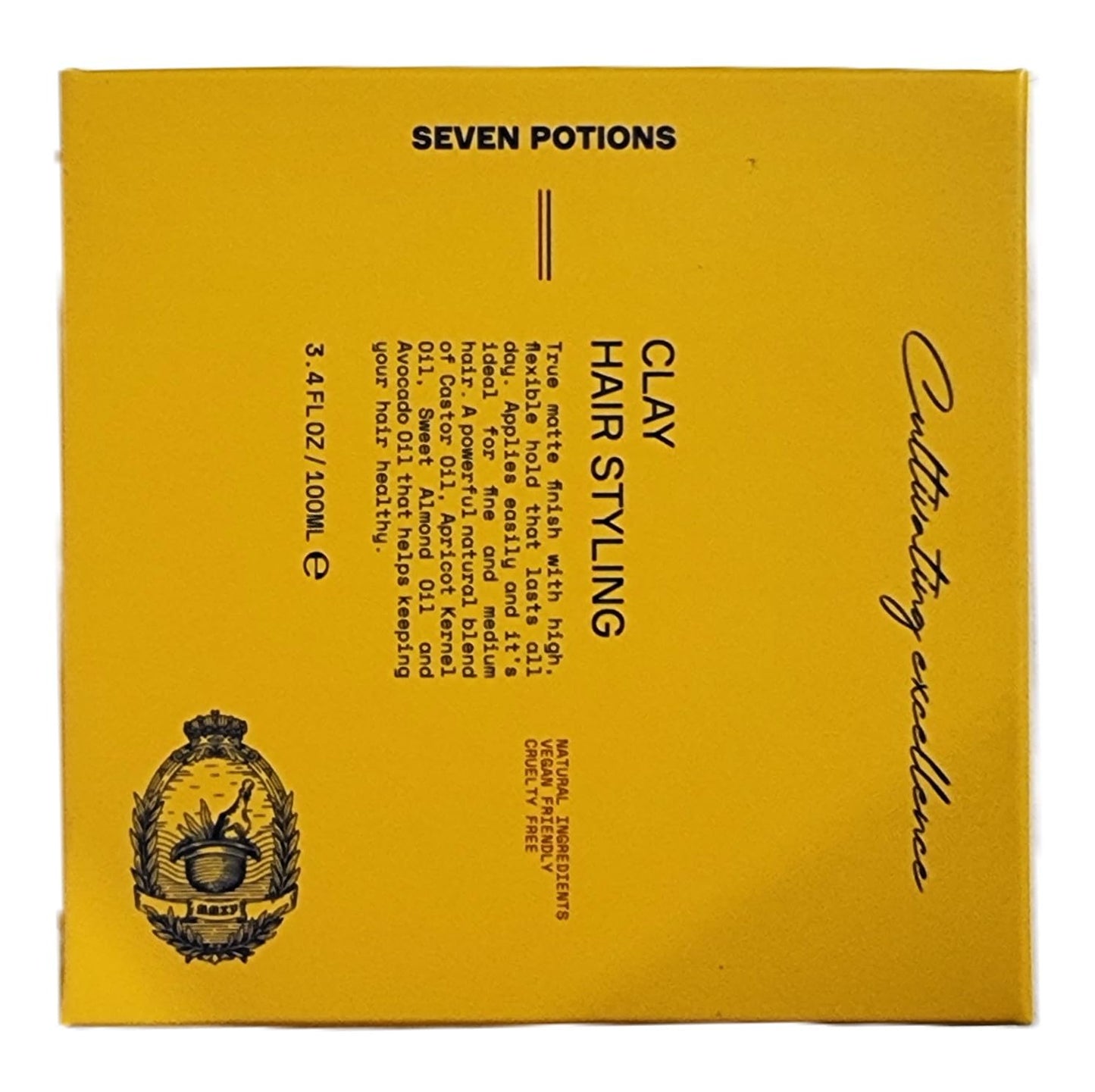 SEVEN POTIONS Seven Potions Men's Hair Styling Clay — Natural, Water-Based, Matte Hair Wax, High Hold Hair Styling Product — 100% Vegan, Cruelty Free (100ml)