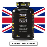 Time 4 Nutrition Time 4 Creatine Blend - 240 Creatine Capsules Not Creatine Tablets, 30 Day Supply, Unique Blend of 4 Types of Creatine, 6000mg Per Daily Serving Improve Muscle Strength Vegan Friendly & Gluten Free