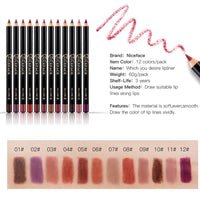 12 Colours Lip Liner Set, 12 Colours Professional Lipstick Lip Liner Waterproof Durable Lip Liner Pencil Lipstick Makeup 12 Colours Lip Liner Waterproof Lip Liner Set