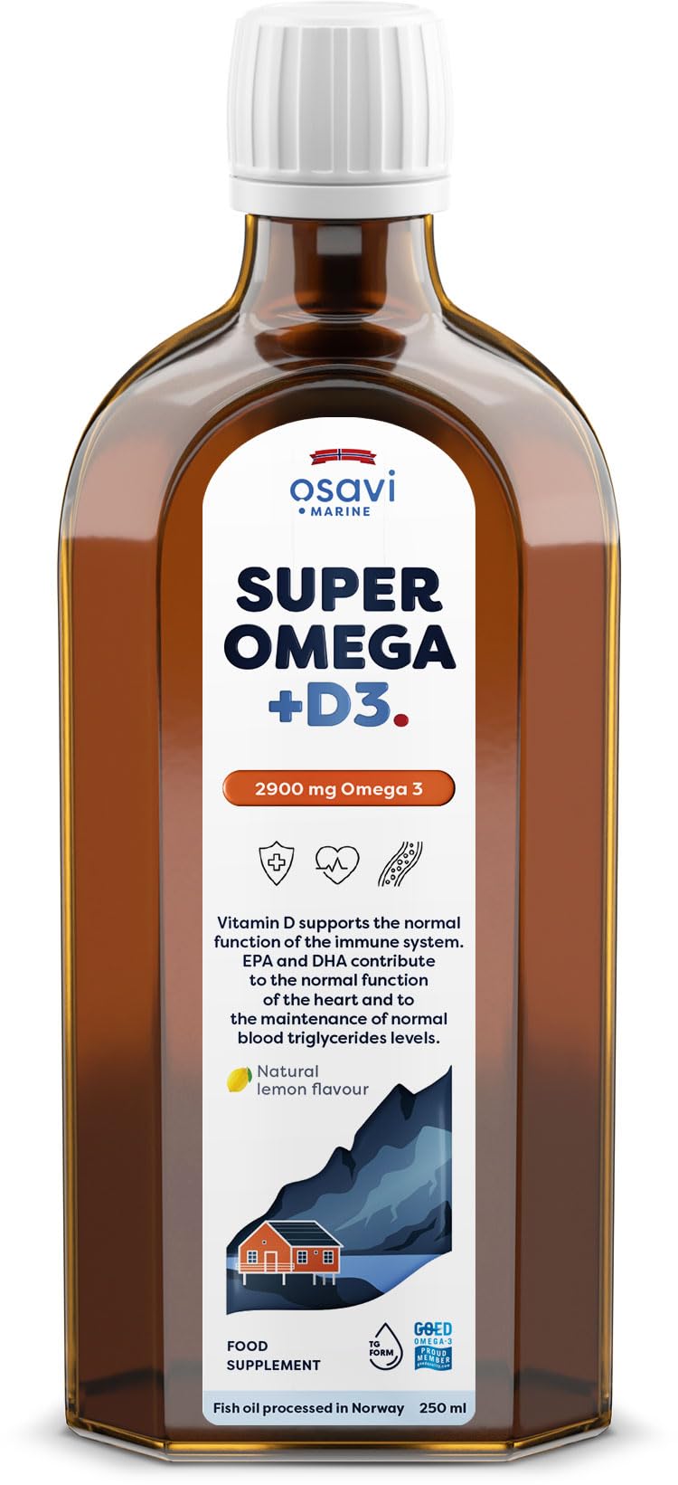 OSAVI Osavi Super Omega + D3, 2900mg Omega 3 (Lemon) - 250 ml.