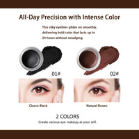 Mikloven 2PCS Waterproof Gel Eyeliner Pot with Brush (Black & Brown), Smooth High-Pigment Matte Cream Eyeliner, Long-Lasting Smudge-Proof Eye Liner for 24H Eye Makeup