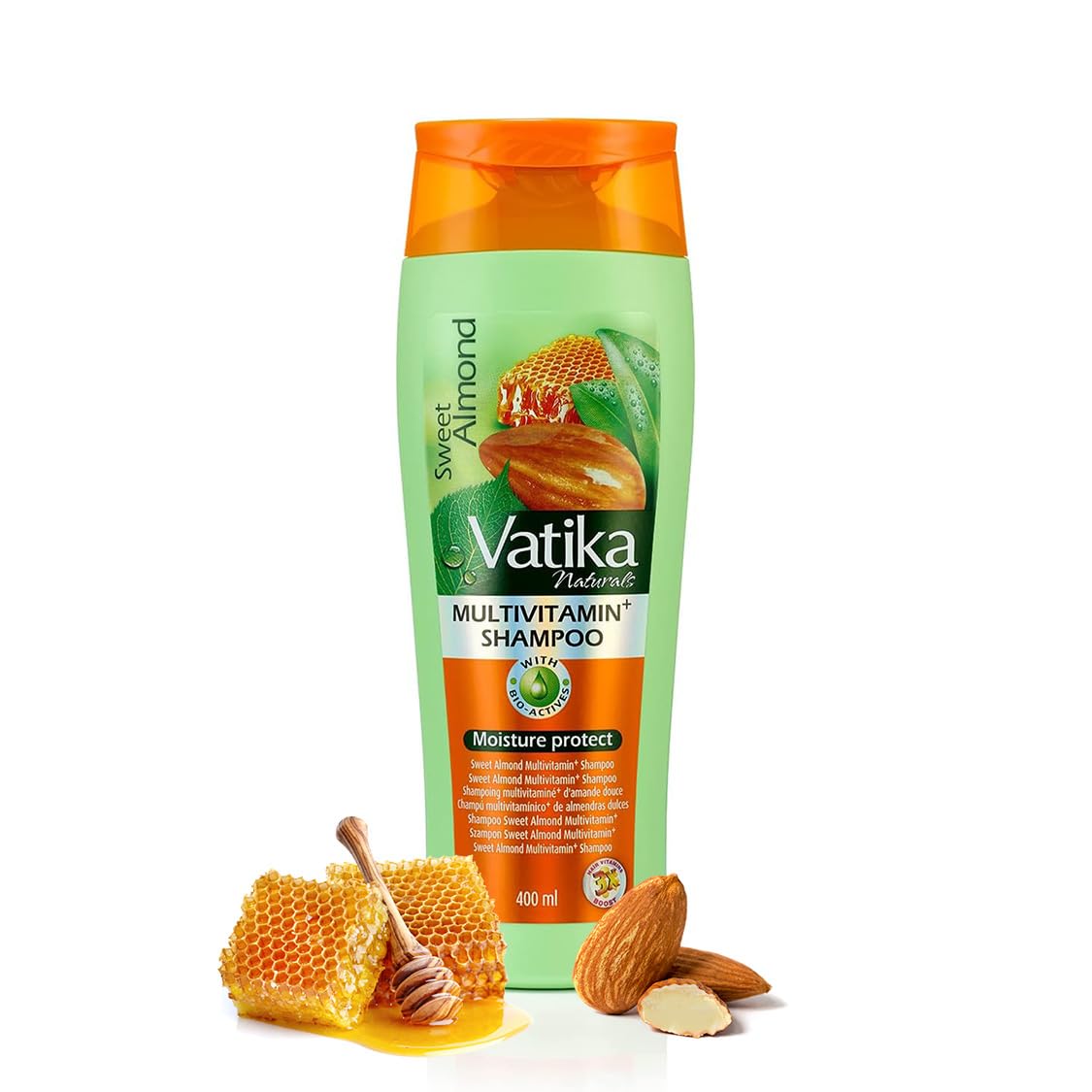 Vatika Naturals Multivitamin Enriched Almond Shampoo - 400 ml, To Protect Hair Moisture, Goodness Of Sweet Almond & Yoghurt, For Hair Nourishment & Conditioning