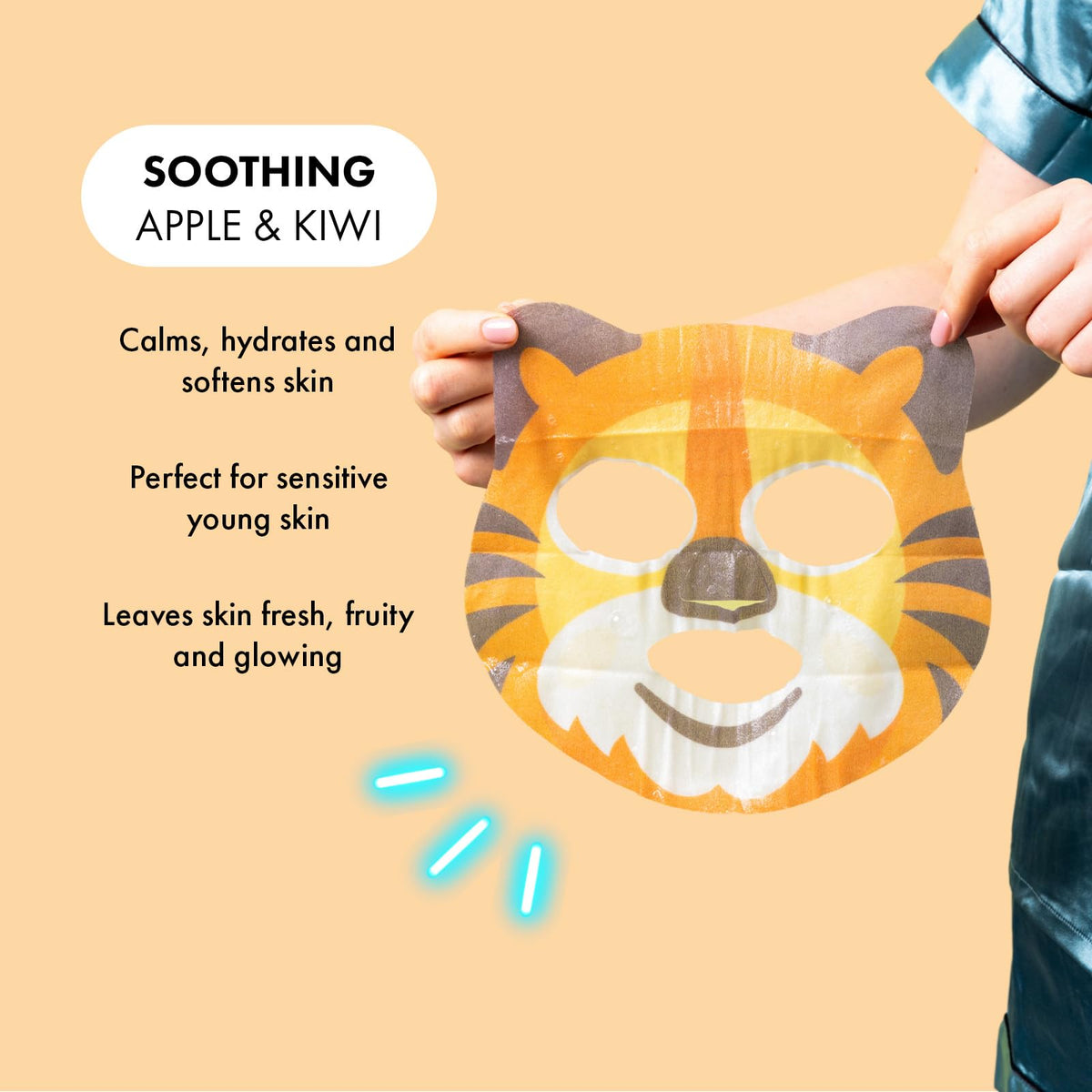 7th Heaven Tiger Face Mask Gift Set (4 Kids Face Masks). Hydrating for Sensitive Skin, Childrens Age 8+, Cruelty Free Sheet Masks - Genuine 7th Heaven Face Masks Skincare