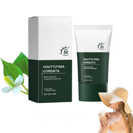 Tianyue Heartleaf Silky Sunscreen Spf 50+++,Korean face moisturizer&Translucent Sunscreen,Lightweight Face Sun Cream,Spf 50 face Moisturiser -Broad Spectrum UV Protection,Non-Greasy, No White Cast 50mL.