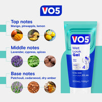 VO5 Wet Look Styling Gel, High Shine Hair Styling Product, Long-Lasting Maximum Hold, Quick-Drying, Non-Sticky, for Slick Back & Wet Looks, 200ml