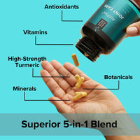 Positive Science People Joint Care Supplement | High Strength Curcumin from Turmeric with 95% Curcuminoids, Boswellia, Boron, Vitamin D3, K2 MK-7, Magnesium & More | 15 Nutrients for Joints & Bones | 120 Capsules