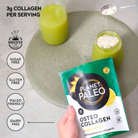 Planet Paleo Osteo Collagen Powder for Bone Health (175g, 35 Servings) Grass-Fed Bovine Collagen Peptides, with Zinc & Vitamin K2, Bone Density & Joint Health, Lemon