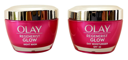 Olay Regenerist Glow Duo – Overnight Night Mask 50ml & SPF 30 Day Moisturiser for Radiant Skin 50ml