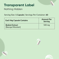 AMBROSIAL Bacopa Monnieri Brahmi Capsules - 500mg 60 Tablets | | Bacopa Extract | Non - GMO | Gluten & Allergen Free | Brain Supplement | 100% Natural Ingredients | By Ambrosial