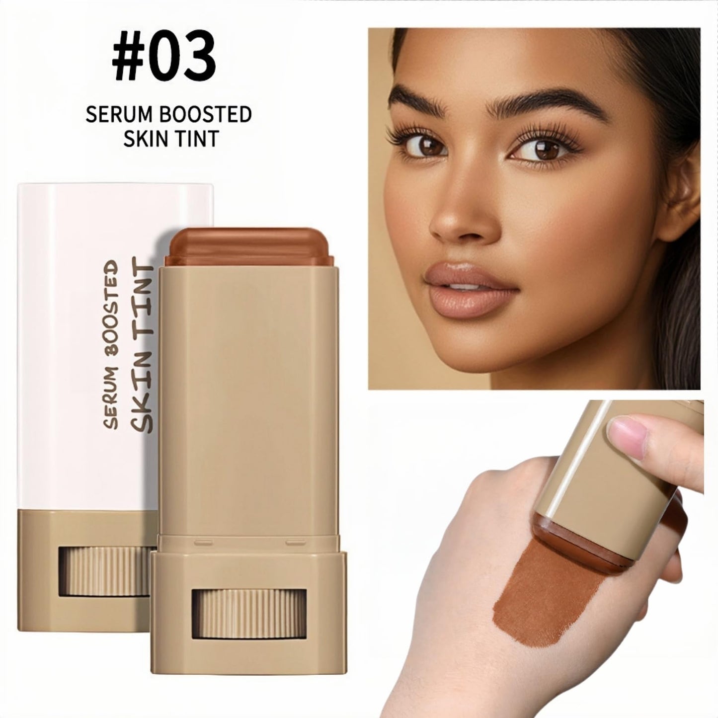 Beauty Balm Serum Boosted Skin Tint – Hydrating Tinted Moisturizer Stick. Portable & Moisturizing, Doubles as Foundation & Contour, Foundation Stick, Lightweight & Non-Greasy (Colour-03 18g)