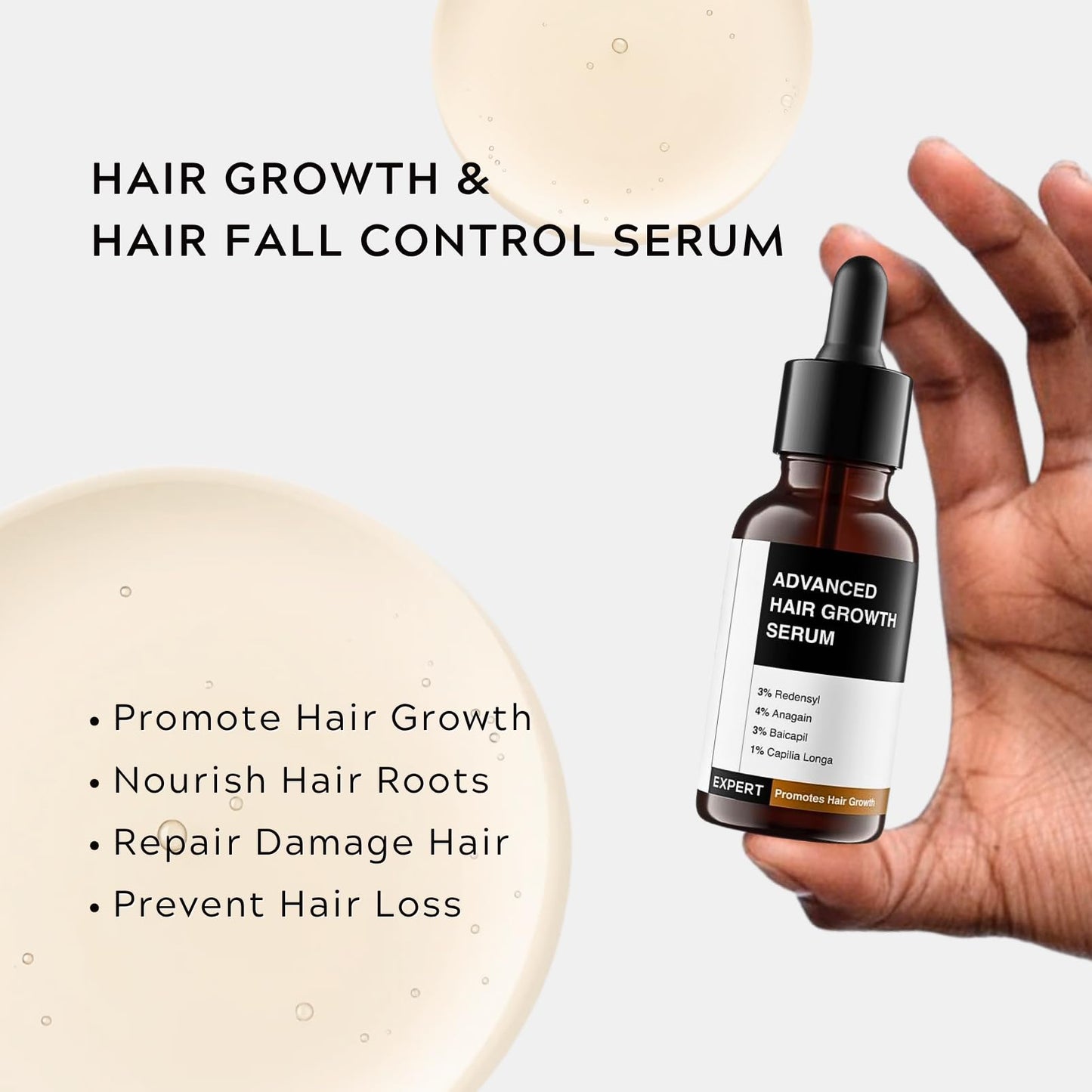 Lumiter Advanced Hair Growth Serum, Hair Growth Oil with Rosemary+Biotin+Redensyl+Anagain +Baicapil, Stimulate Hair Regrowth, Increase Hair Density, Hair Loss Treatments for Women Men, 30ml