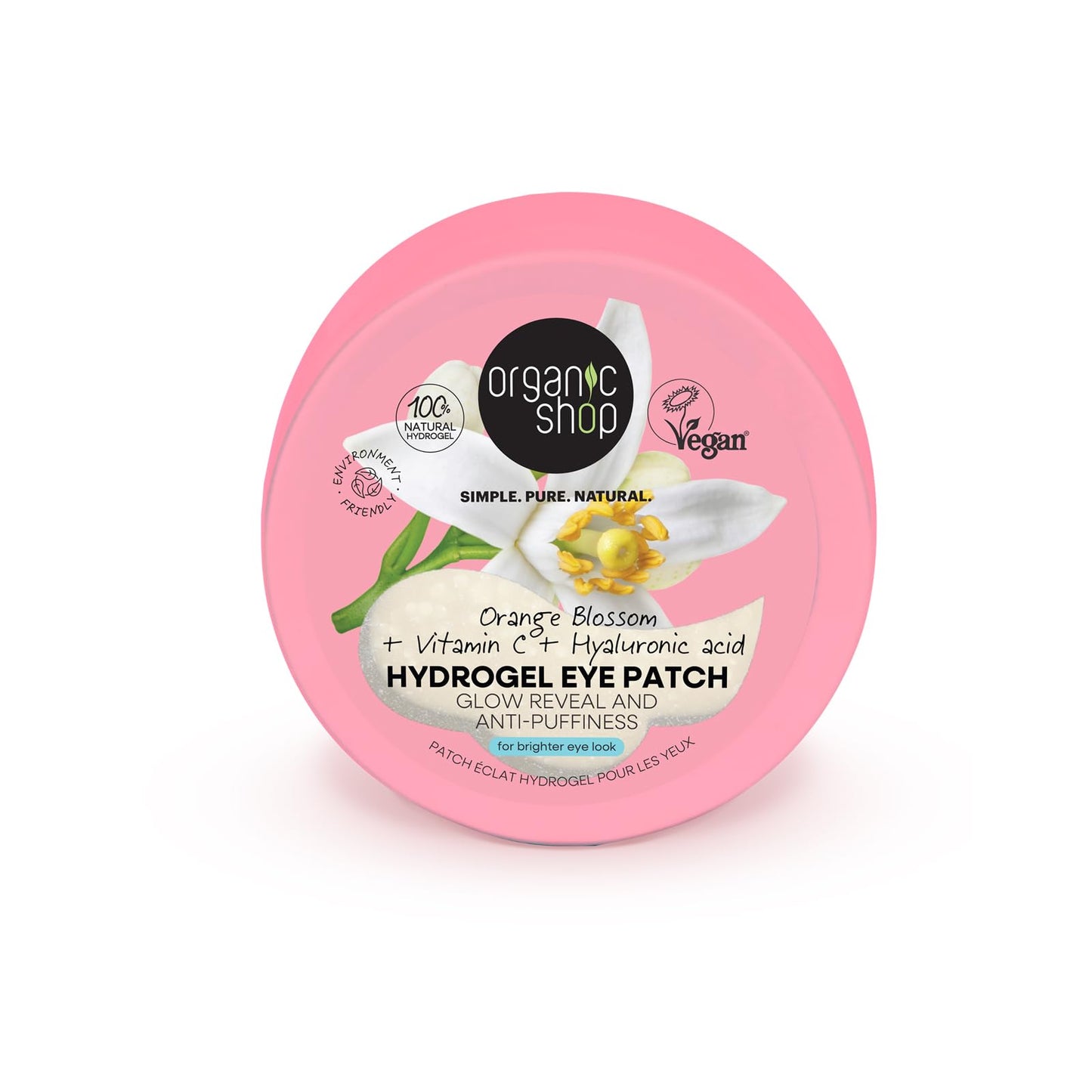 Organic Shop Hyaluronic Acid & Vitamin C Hydrogel Eye Patches for Dark Circles, Anti Puffiness, Deep Hydration, Fight Wrinkles & Fine Lines, Dark Spots, Texture Repair 100% Vegan & Organic. 60 Pcs