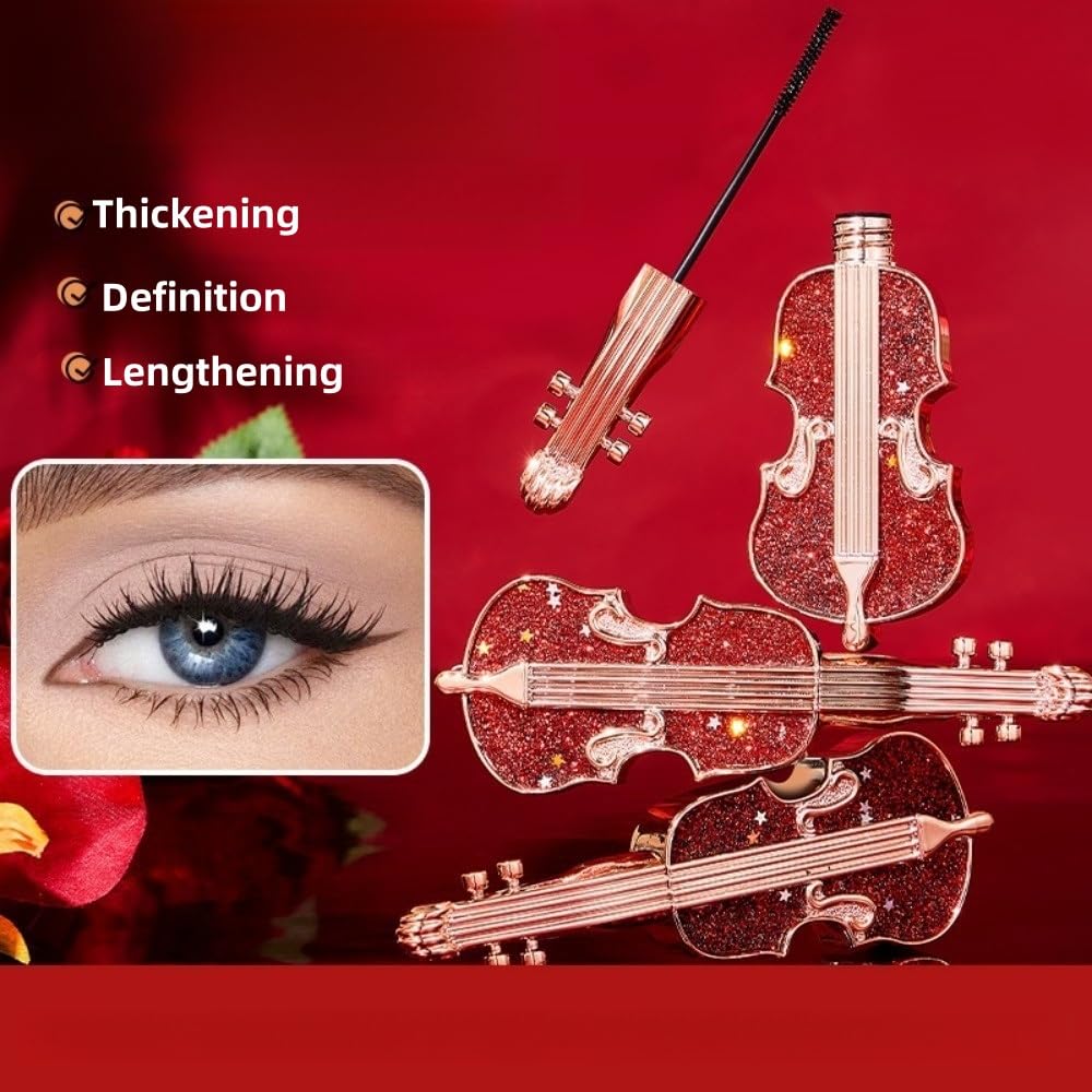 MAYEON Violin-Shaped Design Mascara with Fine Brush, Waterproof Mascara for Short Lashes, Defining, Curling, Volume and Length, No Flaking, No Clumping, Smudge Proof, Black
