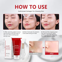 Lumiter Collagen Night Wrapping Mask, Overnight Face Mask Peel Off, Collagen Mask Overnight, Wrapping Night Masks with Triple Collagen&Niacinamide, Reduces Wrinkle, Skin Elasticity, 75ml