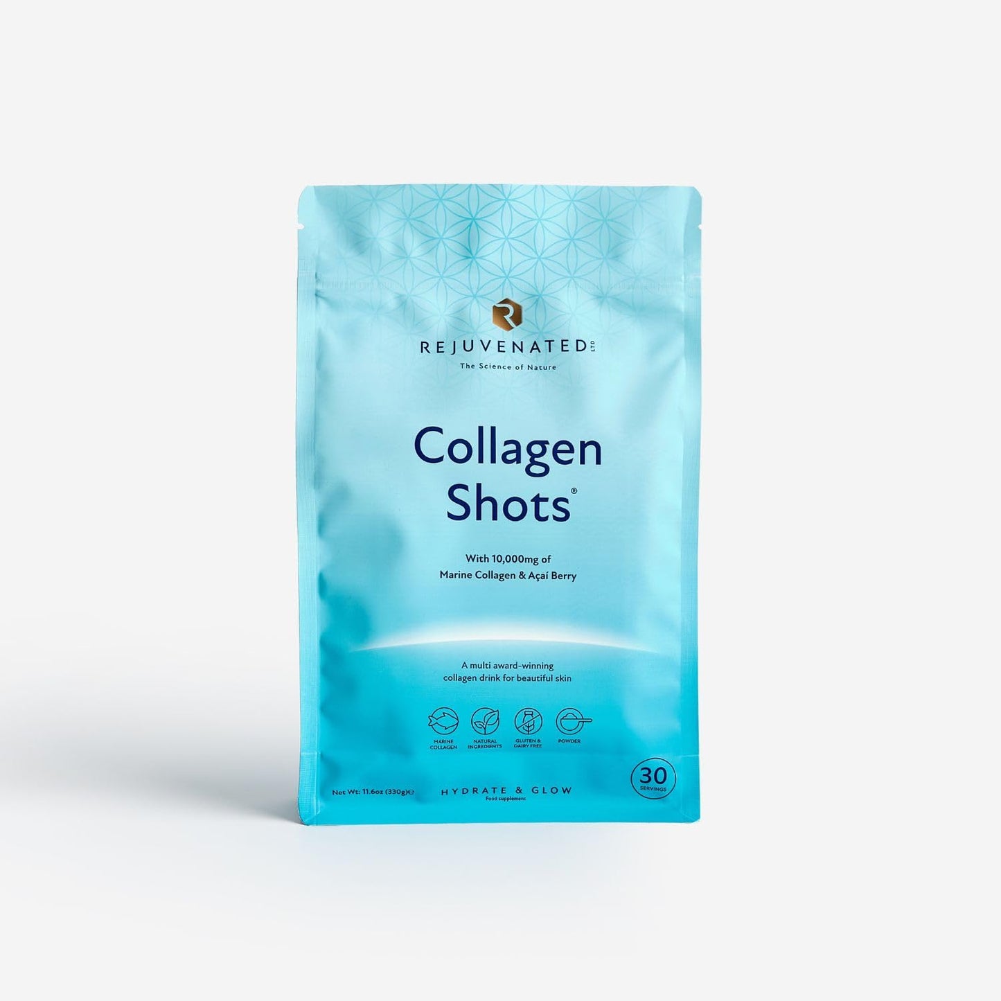 Rejuvenated Limited Rejuvenated Collagen Shots - 10,000 mg Marine Collagen Supplement Drink with Antioxidants, Vitamins & Hyaluronic Acid (30 Servings)