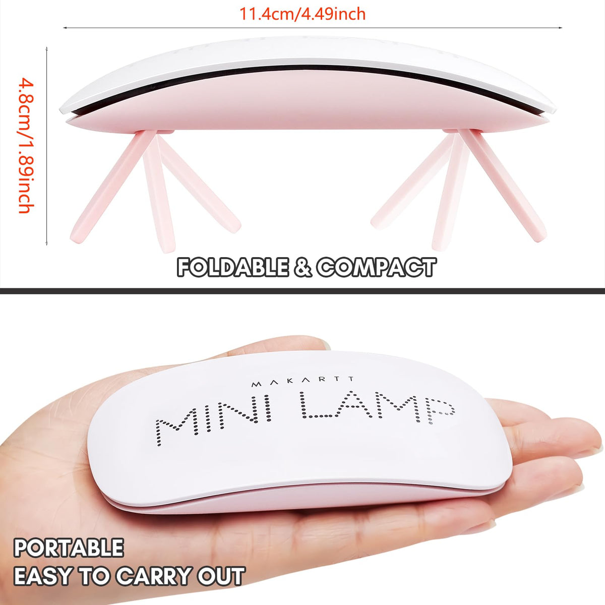 Makartt LED Mini Nail Lamp - Professional Nail Curing Dryer UV Lamps for Light with 60s Timer USB for Glue Gel X Nail Polish Acrylic Powder for Travel Home and Salon