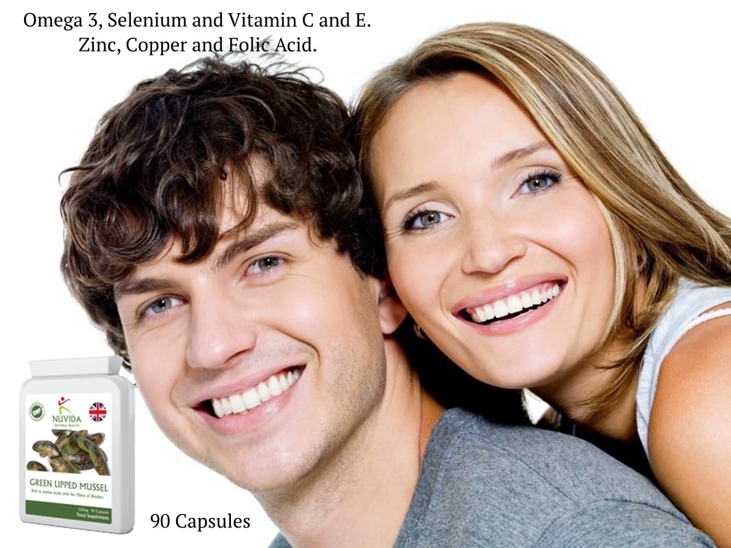 NUVIDA NATURAL HEALTH Nuvida Green Lipped Mussel Capsules - High Strength Green Lipped Mussel for Humans - 90 Capsules - Ethically Sourced Green Lipped Mussel Extract from a Sustainable Environment in New Zealand